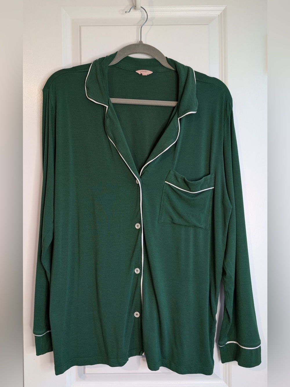 Eberjey Gisele Women’s Long Sleeved Button Up Pajama Top Forest Green Size Small